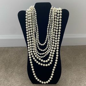 Vintage 7 Row Glass Pearl Necklace